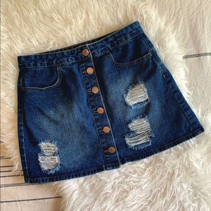 Forever 21 Button Front Jean Skirt